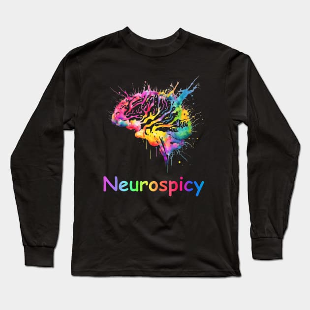 Neurospicy colorful brain Long Sleeve T-Shirt by KHWD